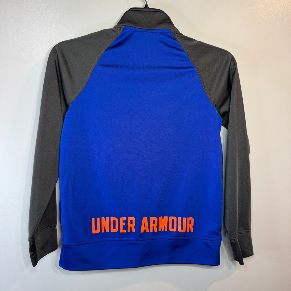 Under‎ Armour Boys Track Jacket Blue Grey Orange Full Zip YSM Small Sportswear - Picture 3 of 8